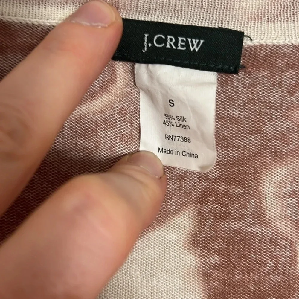 J. Crew‎ Silk & Linen Bold Floral Cardigan Sweater Size Small Coastal Classic